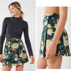 Urban Outfitters Sara Floral Wrap Green Mini Skirt